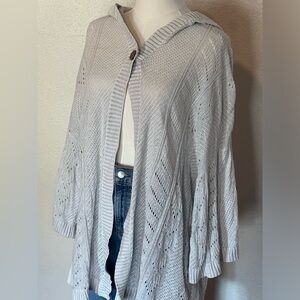 Woolrich cotton ramie blend one button cardigan with hood size medium/large